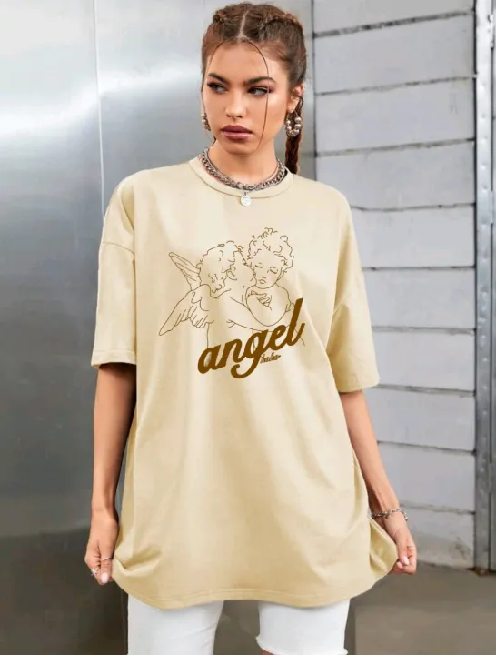 PT | Shein Angel Oversized Cotton Tshirts for womens | Lazada PH