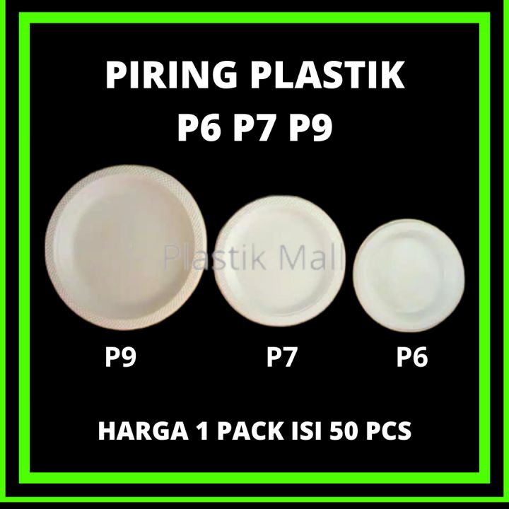 50pcs Piring Plastik P6 P7 P9 Piring Plastik Kecil Sedang Besar