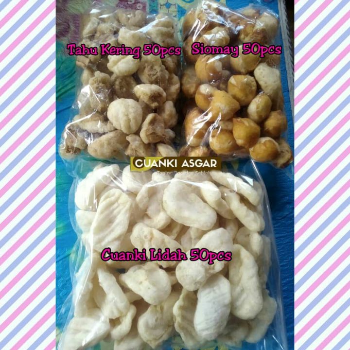 Paket Hemat Isi Cuanki Lidah Siomay Tahu Kering Isi 150pcs Toping