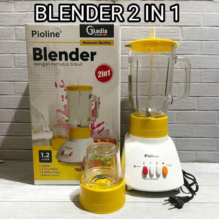 BLENDER PIOLINE 2IN1 KACA 6 MATA PISAU 1.2L BLENDER JUICE PENGHALUS