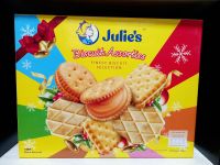Julies Biscuit  Assorties 
บิสกิต แอสซอร์ททรีส์ 
ขนมปังกรอบสอดไส้ครีม 3 รสชาติ 192.5กรัม