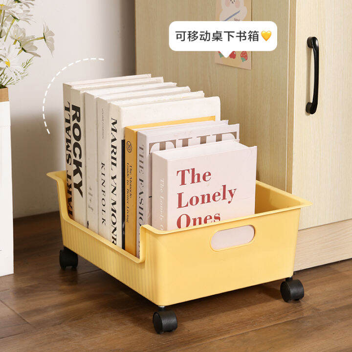 Book under Table Storage Box School Bag with Pulley Movable Book Box