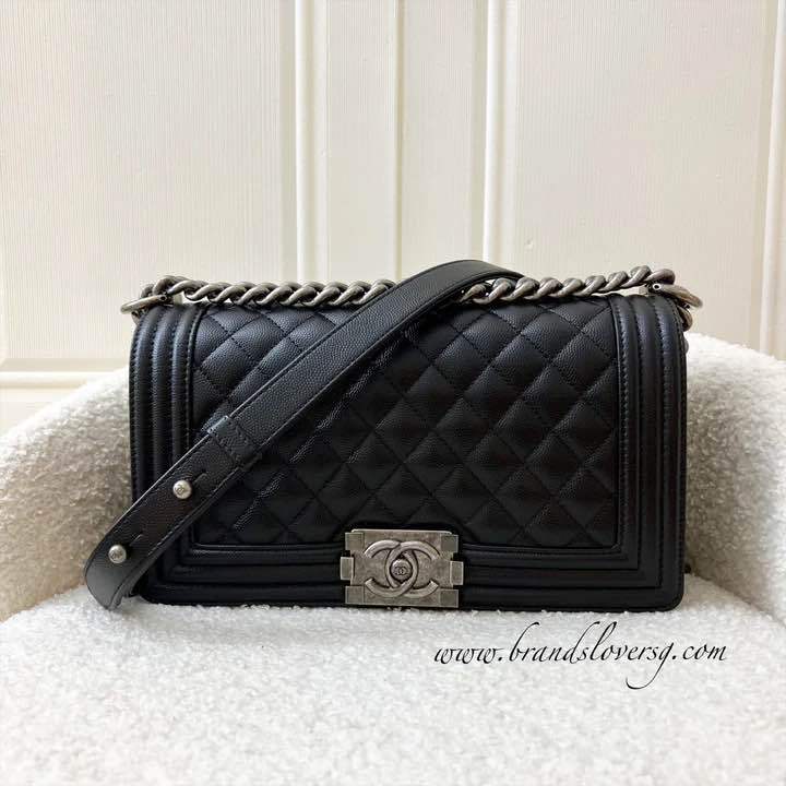 Chanel Boy Flap Long Wallet in Black Caviar AGHW