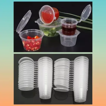 50pcs Disposable Plastic Takeaway Sauce Cup Container Storage Food Box With  Lid