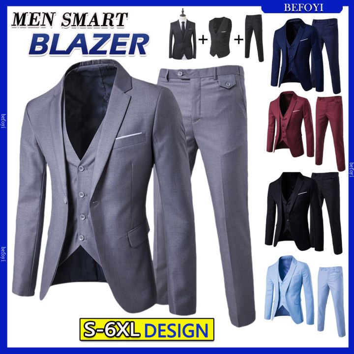 Men's Blazer Formal Black Blazer Lelaki Jacket Business Tuxedos Coat ...
