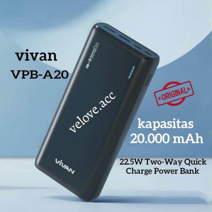 VIVAN VPB-A20 20000mAh 22.5W 5A Two-way Quick Charge Dual Input & 3 ...