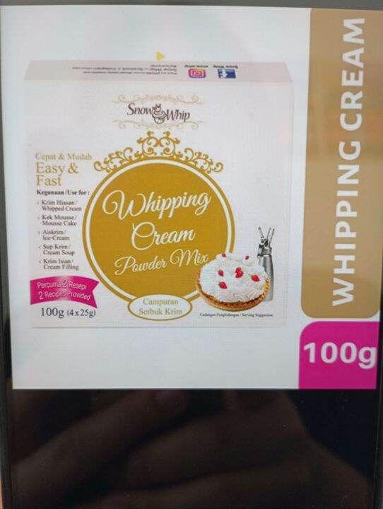 Halal Snow Whip Whipping Cream Powder Mix 100g Expired date10/7/2024