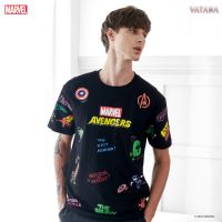 VATANA - เสื้อยืดพิมพ์ลาย MARVEL: MINI HEROES OVP สีดำ