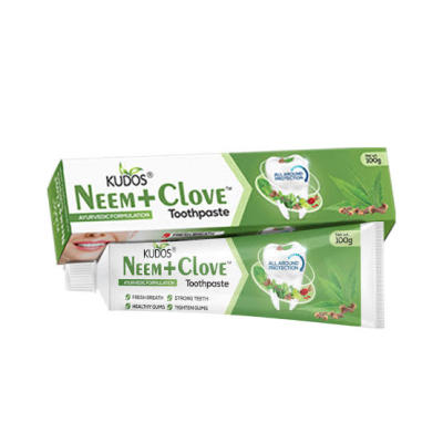 Kudos Neem + Clove Toothpaste 100g&amp;
คูโดสยาสีฟันสะเดา+กานพลู 100ก