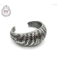 DSP กำไลข้อมือลายม้าลาย กำไลเงินแท้ 92.5% : Zebra Collection 925 Sterling Black Silver Bangle