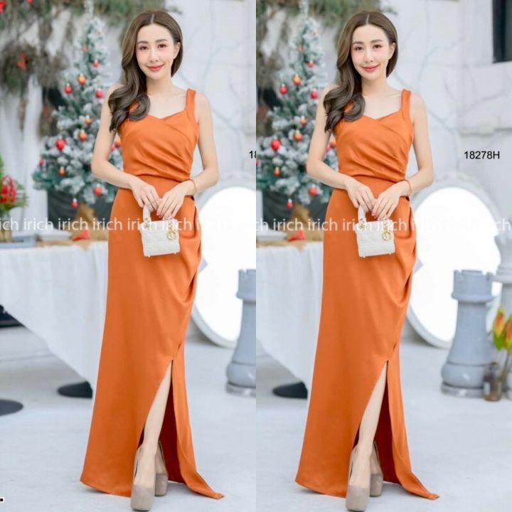 18278-dress-เดรสราตรียาว-ซิปหลัง-ชุดออกงาน-งานแต่ง-ปาร์ตี้