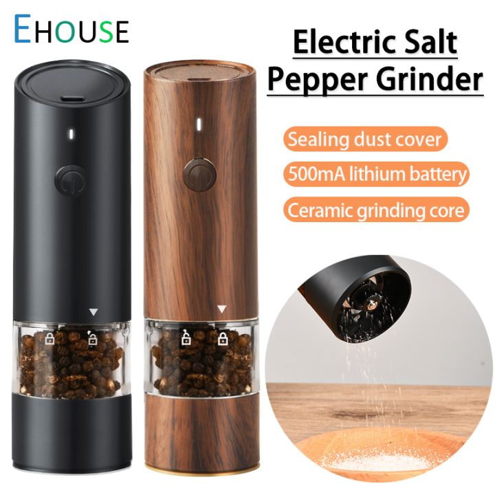 Automatic Salt Pepper Grinder Electric Spice Mill Grinder Seasoning  Adjustable Coarseness Kitchen Tools Grinding For Cooking BBQ