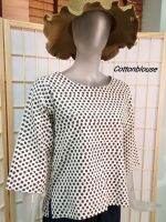 Cottonblouse  D009 เสื้อผ้าฝ้ายเมืองพิมพ์ลายญ. คอกลม แขนสี่ส่วน  เบลาส์ใส่สบายๆสไตล์ญี่ปุ่น