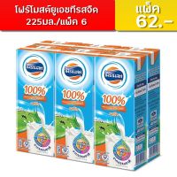 (6กล่อง)*1แพ็ค*Foremost UHT Milk โฟร์โมสต์ ยูเอชที รสจืด คัดจากแม่นมวัว ชั้นดี นมโคแท้ 100 เปอร์เซ็น 225มล./แพ็ค