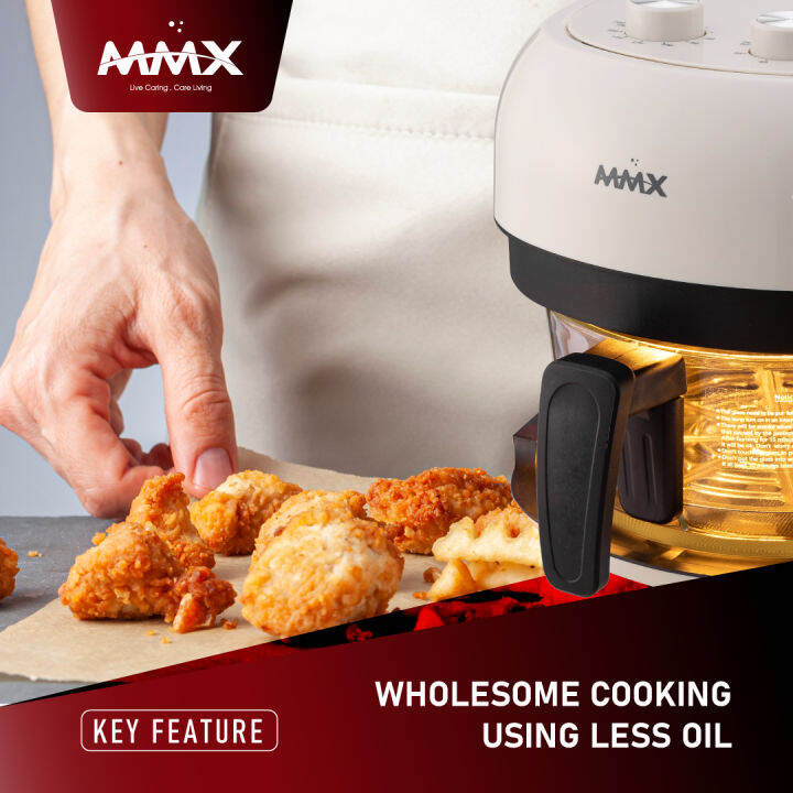 MMX Sirocco Glass G38 Borosilicate Glass Air Fryer Grey/White (3.8L