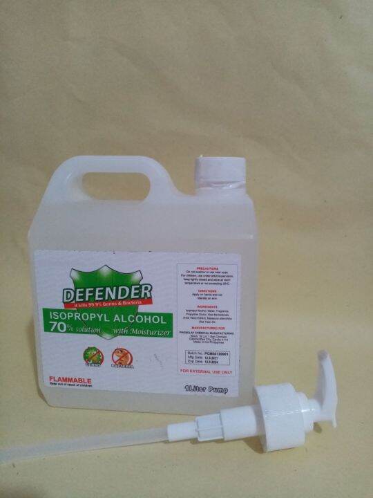 Defender Isopropyl Alcohol dispenser bottle, 1liter, 70 SOLUTION with
