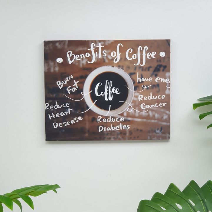 NICE รูปภาพพิมพ์ผ้าใบ Coffee Shop ขนาด 60x40ซม. (ก.xส.) (ฺBenafits of coffee) C5040-4