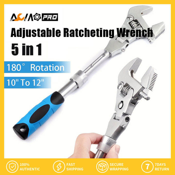 AumoPro 1Pc Adjustable Ratcheting Wrench 10