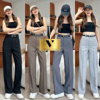 ?V-JEANS?กางเกงขายาว ทรงกระบอก กางเกงผ้าเอวสูงปี๊ดด ใส่เที่ยว ใส่ทำงาน สวยมาก