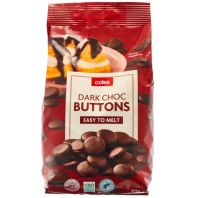 Coles Dark Chocolate Buttons 375g.