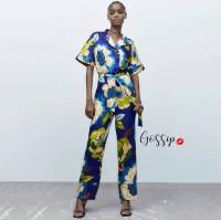 Blue Floral Jumpsuit - Tag GOSSIP | ชุดจั๊มสูทงานป้าย GOSSIP