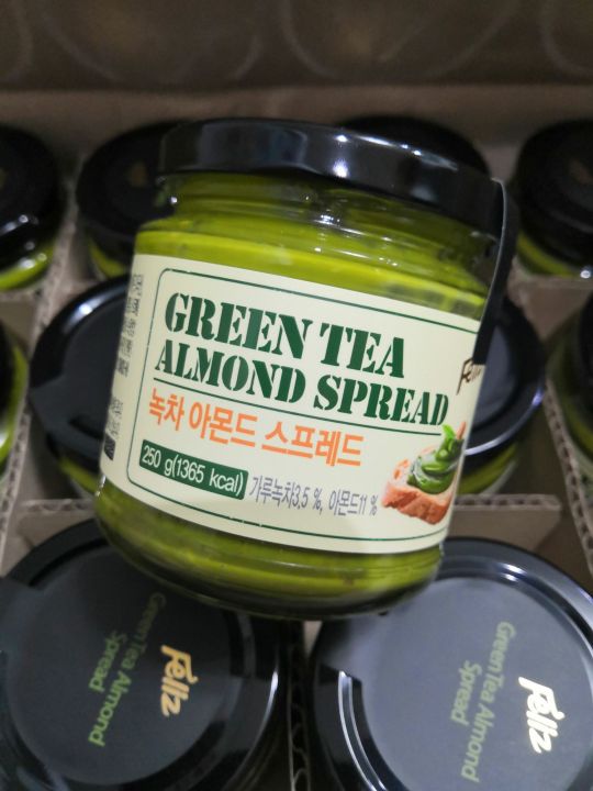 พร้อมส่งแยมชาเขียวผสมแอลมอนด์-feliz-green-tea-almond-milk-spread-ขนาด-250-กรัม