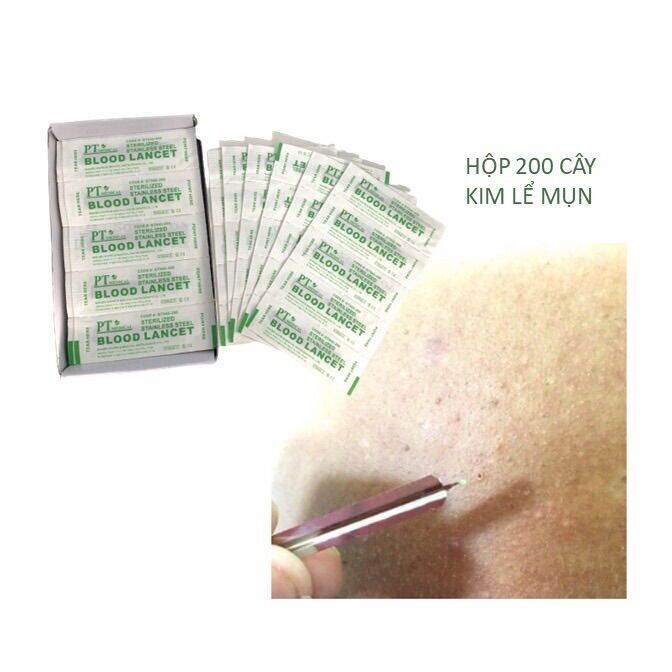 ️Hộp 200 cây kim Lancet lấy máu kim lễ nặn mụn blood lancet Kim lễ