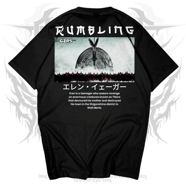 Gzrs T Shirt The Rumbling Aot Black Lazada Indonesia