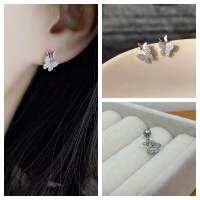 BC87 ( 1 ข้าง ) จิวหู รูปผีเสื้อ Butterfly *Helix Lope Tragus Flat ต่างหูเพชร Stainless 316L