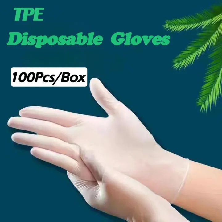 100Pcs/Box Disposable TPE Gloves PowderFree Clear TPE Gloves