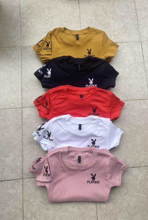 เสื้อยืดคอกลม-ปักอกปักแขน-playboy