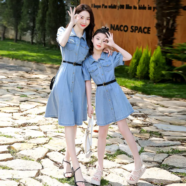 Different Parent-child Matching Outfit High end 2023 Summer New Fashion  Denim Fried Street Mother and Daughter Dress Western Style Korean style  Internet Celebrity | Lazada PH