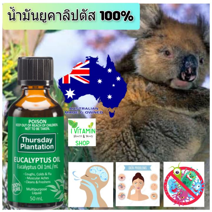 thursday-plantation-eucalyptus-oil-50-ml-น้ำมันยูคาลิปตัส-100-ยูคาลิปตัส-น้ำมันหอมระเหย-น้ำมันนวด-น้ำมันอโรมา