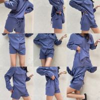 pocket short set navy purple