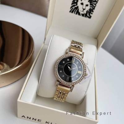 ✨ของแท้100%✨ นาฬิกาข้อมือ ANNE KLEIN Swarovski Crystal Gold / Black Dial AK2928