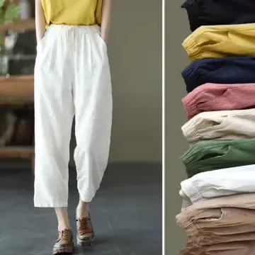 Shop Womens Cotton Linen Elastic Pants with great discounts and prices  online - Feb 2024