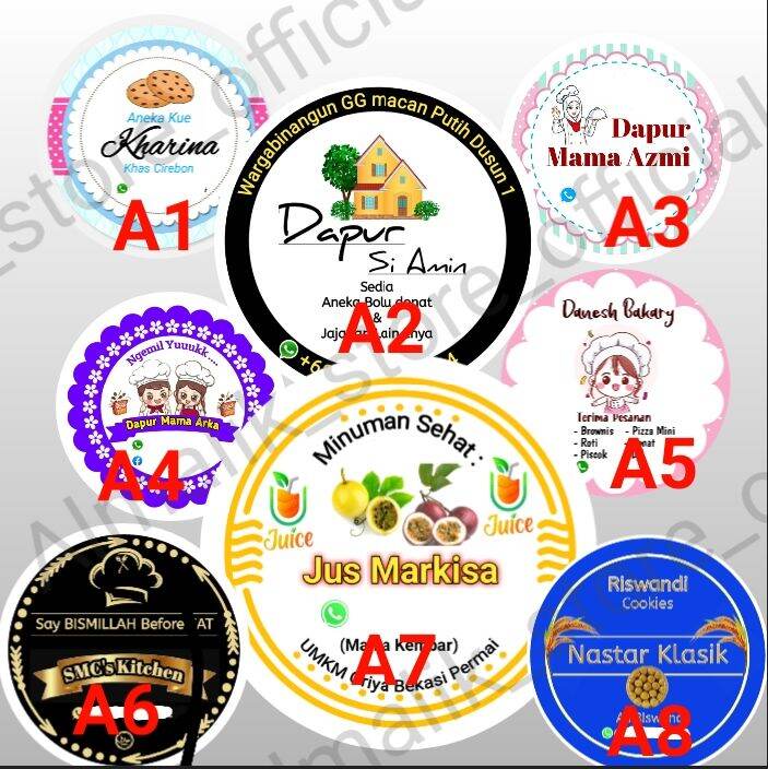 stiker label bulat produk makanan minuman kosmetik toples kue cup box