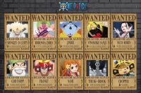 WANTED Onepiece โปสเตอร์ วันพีช ขนาดใหญ่ ใบค่าหัวล่าสุดของกลุ่มลูฟี่ (จบภาควาโนะ) 1ชุด/10ชิ้น ผลิตจากกระดาษ ArtCard แข็ง