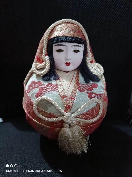 Japanese empress Daruma doll round egg shaped japanese doll red kimono