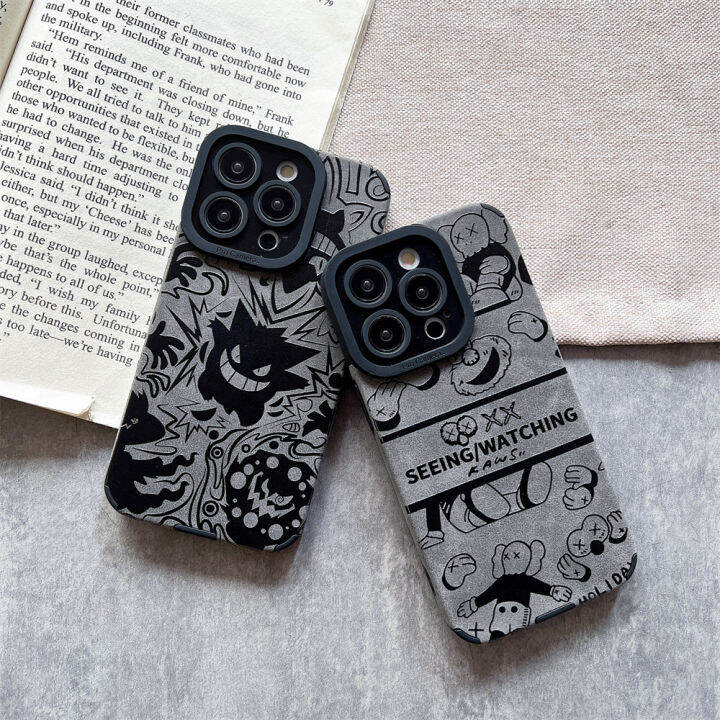 iPhone 15 14 11 12 13 Pro Max gengar KAWS minimalist phone case