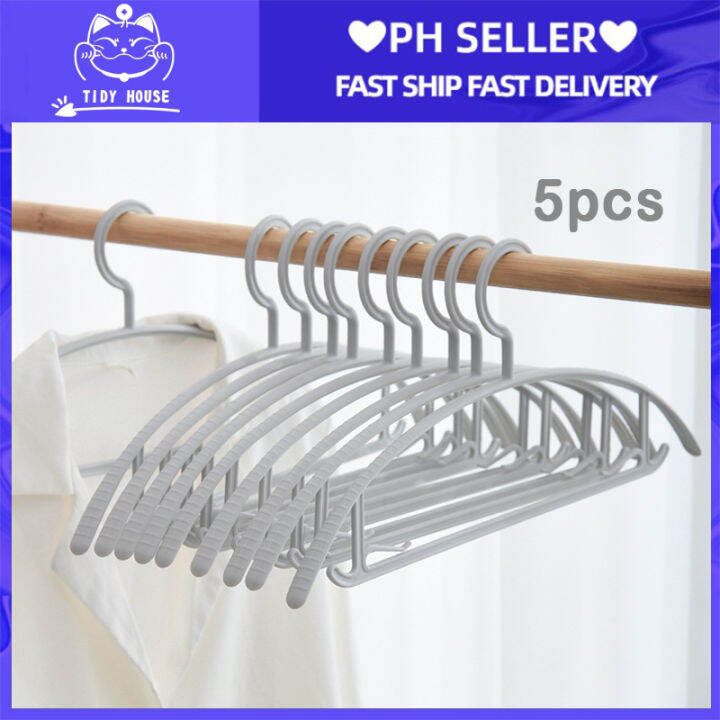 Tidy house 5pcs Plastic Hanger No Trace Wide Shoulder Hanger Household ...