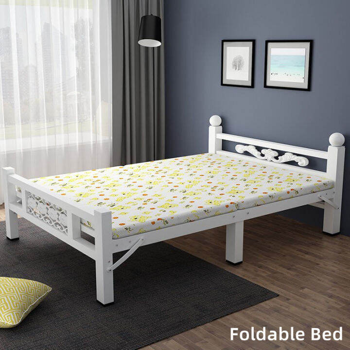 Small Apartment Reinforced Single Iron Folding Bed Portable
