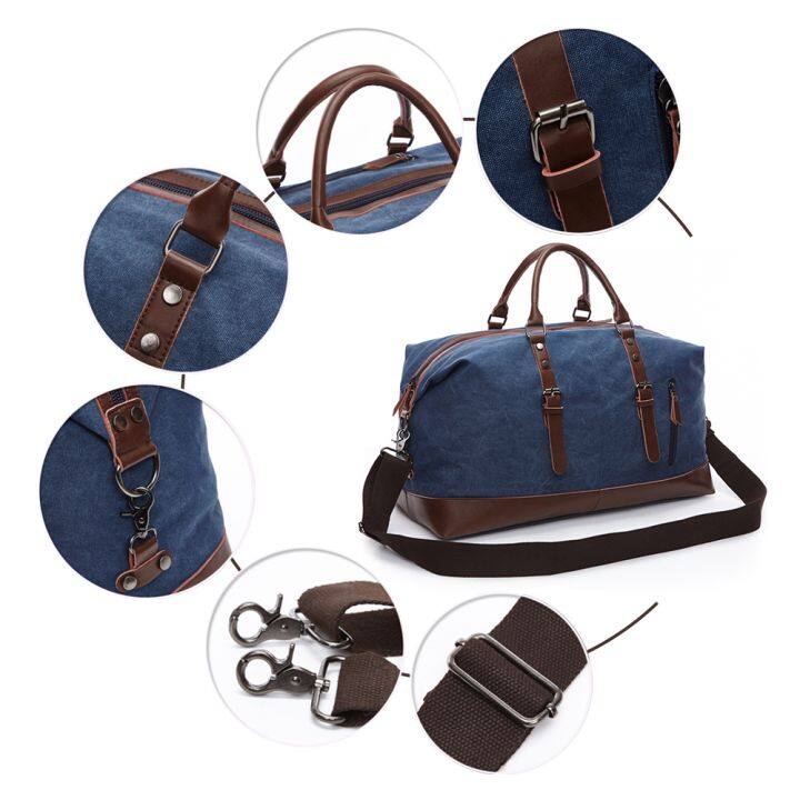 Leather-Trim Canvas Duffel for Men