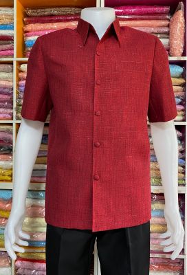 เสื้อซาฟารีสูทชาย ผ้าไหมญี่ปุ่น งานอัดผ้ากาว