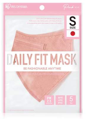 IRIS Ohyama Daily Fit Mask (แบบซอง 5ชิ้น) กระชับใบหน้า ป้องกันเชื้อไวรัส VFE / ฝุ่น PM 2.5 (สีชมพู) size S