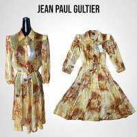 Jean Paul Gaultier JPG Floral Dress ชุดเดรสแขนยาวผ้าไหมลายดอกแบรนด์เนมแท้