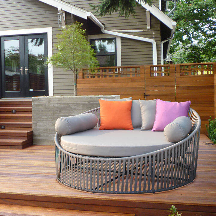 Purple Leaf Rattan Sofa Bed Outdoor Recliner Double Rattan Simple round