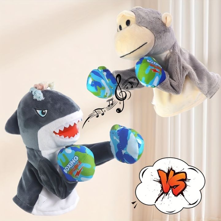 Boxing Hand Puppet Toy Shark Monkey Hand Puppet Toy Animal Boxing Plush