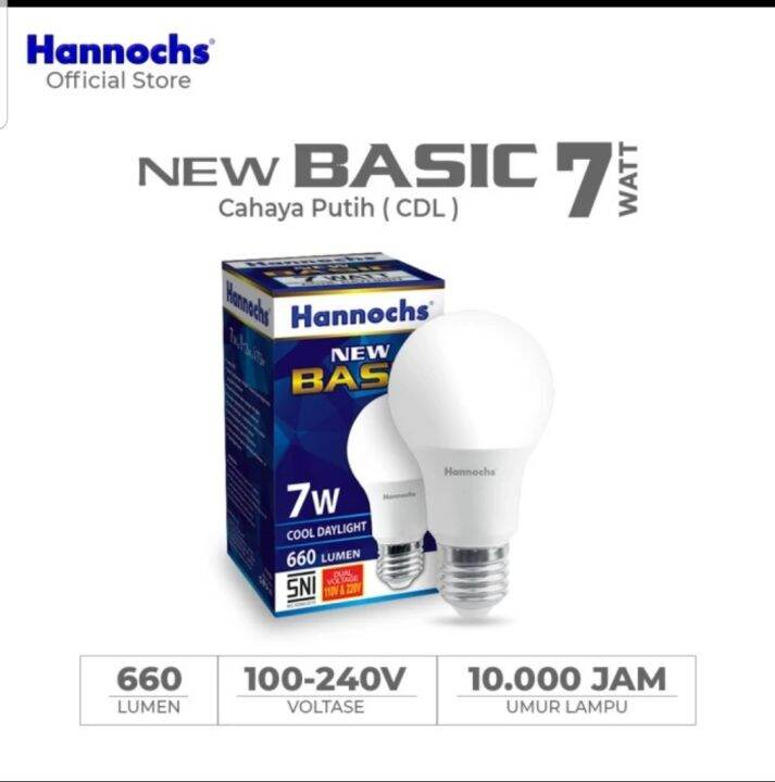 Lampu Led Hannochs Basic 7W 7 Watt Cahaya Putih 6500K Garansi 1 Tahun ...