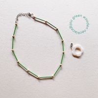 (พร้อมส่ง) Bijou green wooden necklace สร้อยคอลูกปัด